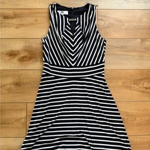 SD Collection Black and White Striped Midi Dress